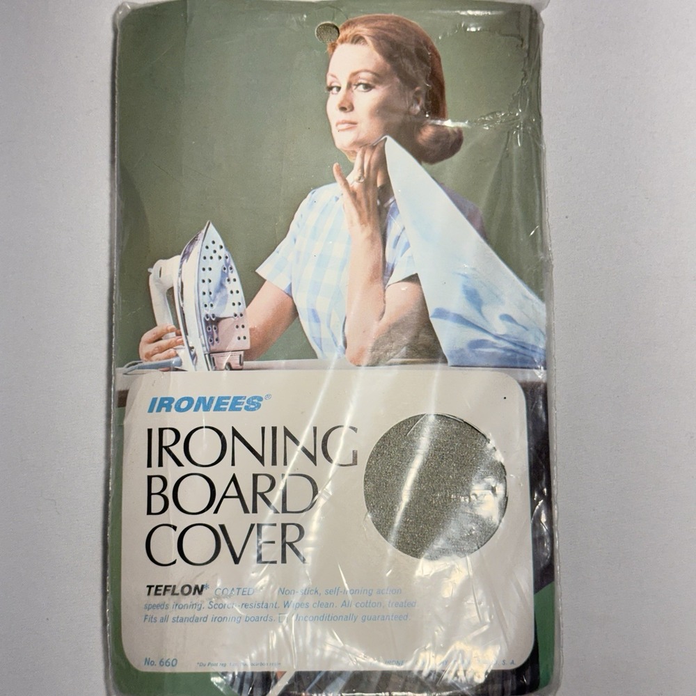 Vintage Ironing Board Cover Fits Standard Boards TEFLON Coated Silver Ironees